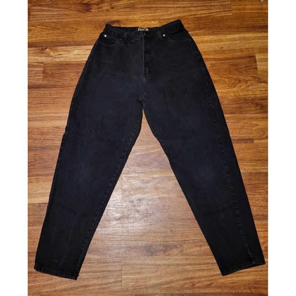 Vtg New York NY Line High Waist Jeans  Denim Black Tapered Mom Size‎ 14 90’s